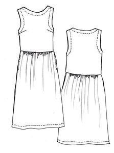 sketch of Tessuti Patterns Felicia pinafore paper pattern for sale at Minerva's Bower