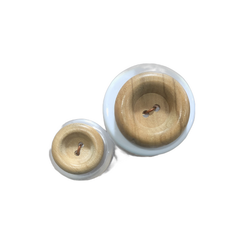 Italian Olive Wood Button, Rounded Rim