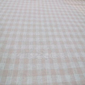 100% Linen, Dusty Pink Check - 1/4metre