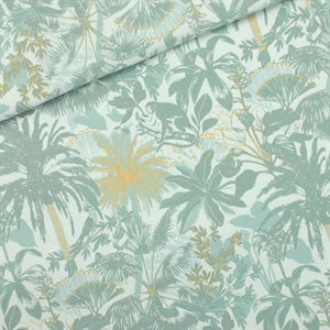 See You At Six Cotton French Terry, Tree Life - Country Air Blue  - $38 per metre ($9.50 - 1/4 metre)