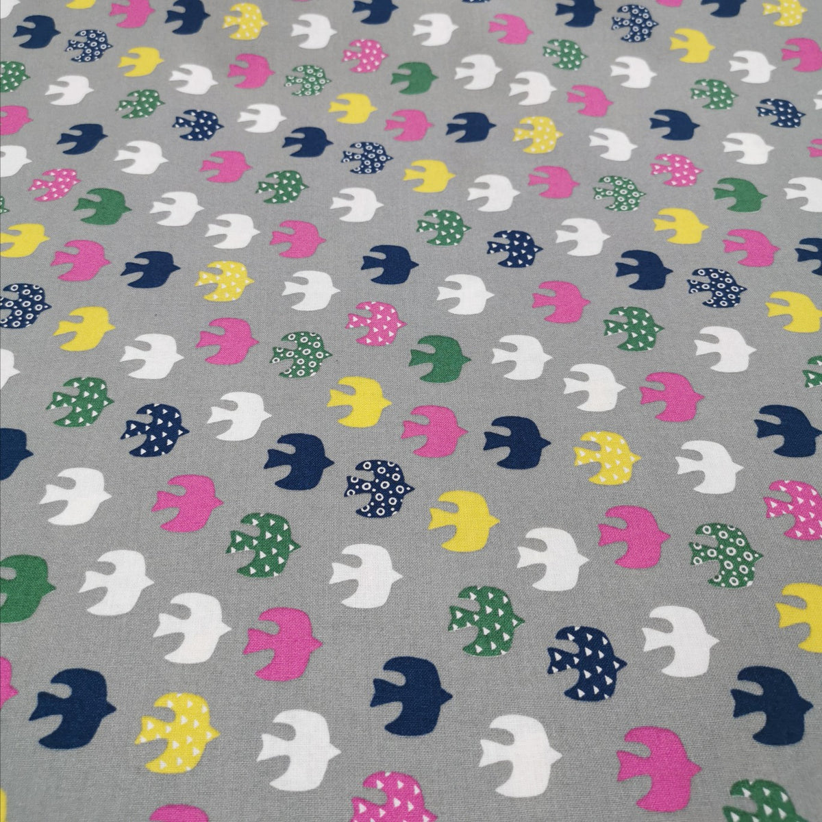 Cotton , Bird’s in Flight, Grey|Minervas Bower – Minerva's Bower