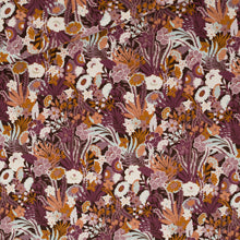Load image into Gallery viewer, See You At Six Cotton French Terry, Flower Wealth, Nocturne Purple  - $38 per metre ($9.50 - 1/4 metre)