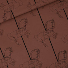 Load image into Gallery viewer, See You At Six Cotton French Terry, Carousel Horse, Tiramisu Brown  - $38 per metre ($9.50 - 1/4 metre)