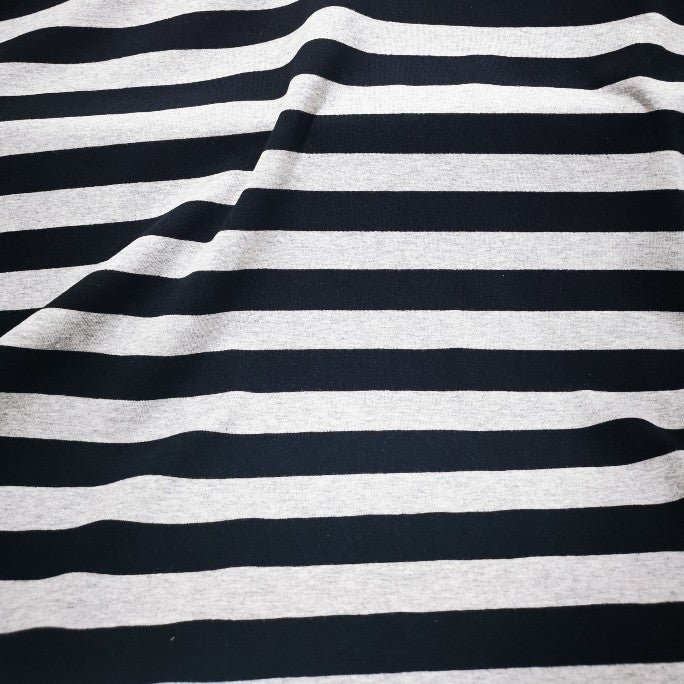 Cotton Jersey, Black and Grey Thick Stripe - 1/4 metre