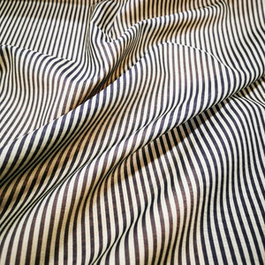 Silk Cotton Blend, Fine Grey and White Stripe - 1/4 metre - Minerva's Bower