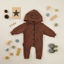 Load image into Gallery viewer, See You At Six Cotton French Terry, Carousel Horse, Tiramisu Brown  - 1/4 metre