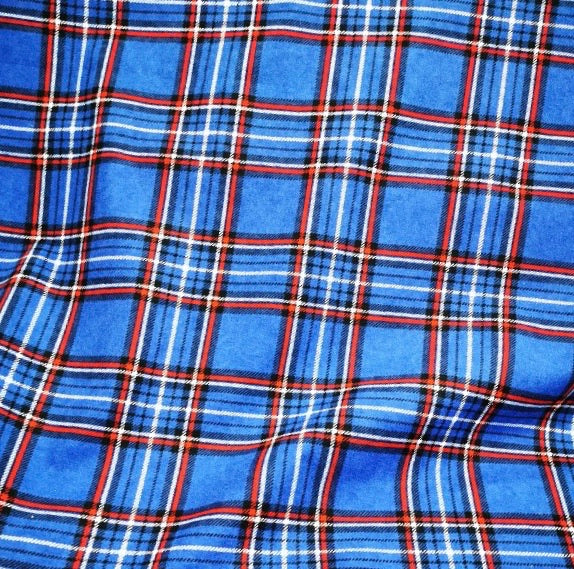 100% Brushed Cotton Flannelette, Royal Plaid - 1/4 metre- buy fabric online australia