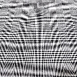 Linen Rayon Cotton Check, Black and Ecru - 1/4metre