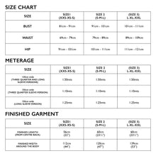 Load image into Gallery viewer, size chart for Tessuti Patterns Monroe Turtleneck paper pattern available at MInerva&#39;s Bower
